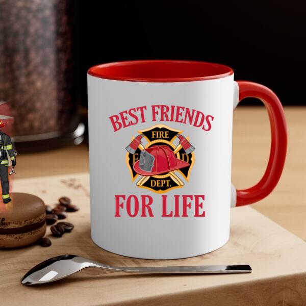 Personalized Mug, Best Friends For Life - Firefighter Couple And Friends, Gift For Firefighters