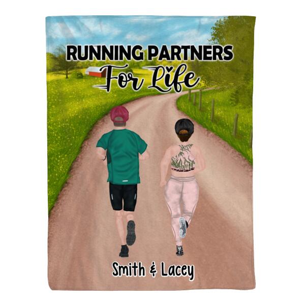 Personalized Blanket, Running Partners For Life, Gift For Running Couple And Friends