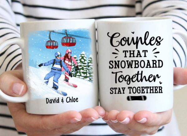 Personalized Mug, Snowboarding Partners For Life, Couple & Friends, Gift For Snowboarders