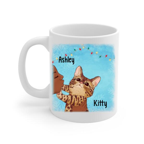 Personalized Mug, Cat No Kisses, Christmas Gift for Cat Lovers