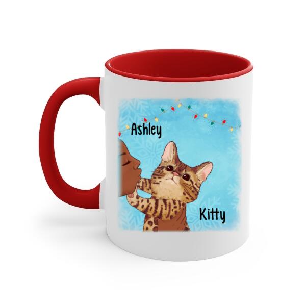 Personalized Mug, Cat No Kisses, Christmas Gift for Cat Lovers