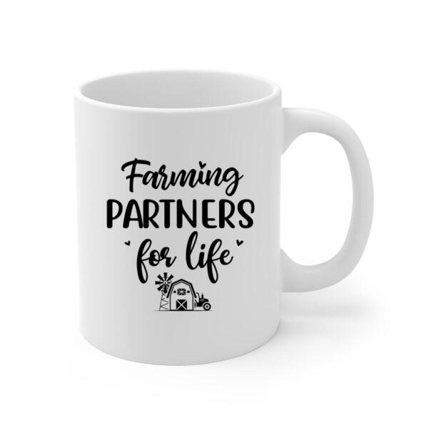 Personalized Mug, Farming Couple On Tractor With Dogs, Gift For Farmers, Gift For Dog Lovers