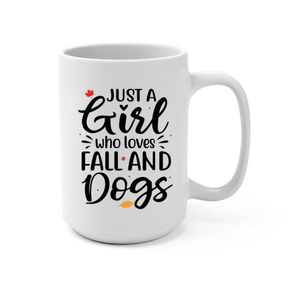 Personalized Mug, Just A Girl Who Loves Fall And Dogs, Fall Gift For Dog Lovers