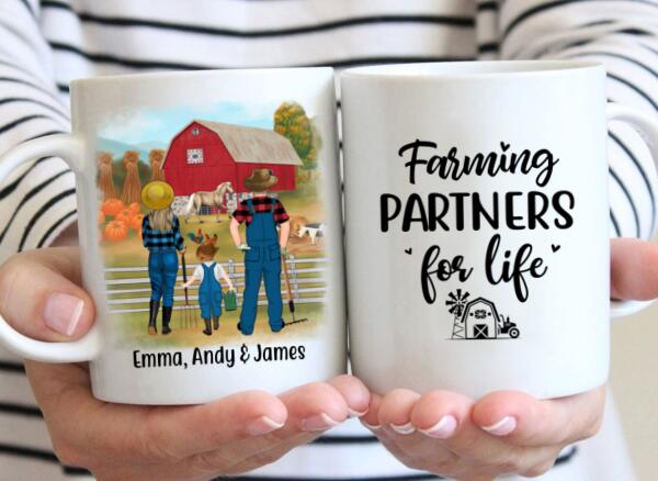 Personalized Mug, Farming Family Harvest In The Fall, Gift For Farmers