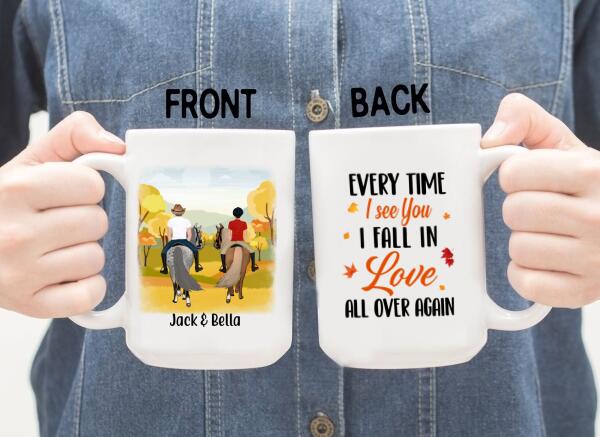 Personalized Mug, Fall Horseback Riding Partners, Gifts For Horse Riding Lovers