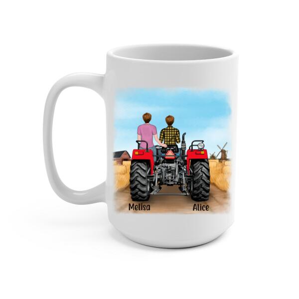 Personalized Mug, Tractor Driving Couple, Farming Partner For Life, Gift For Farmers, Gift For Farming Lovers