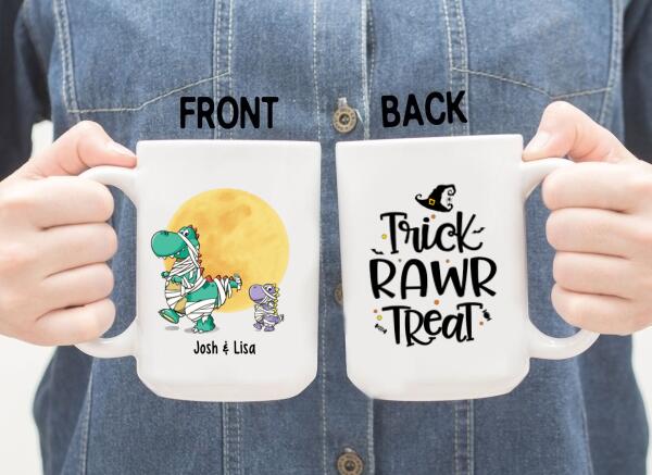 Personalized Mug, Trick Rawr Treat, Dinosaur Lovers, Gifts For Halloween Family