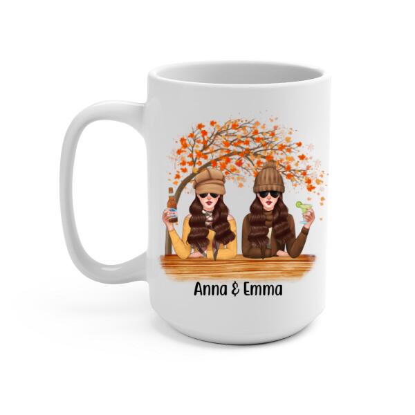 Personalized Mug, Drinking Besties, Best Friend Forever - Fall Season Gift, Gift for Sisters, Best Friends