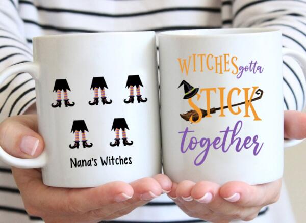 Personalized Mug, Wicked Witches Feet, Witches Gotta Stick Together, Gifts For Halloween Family