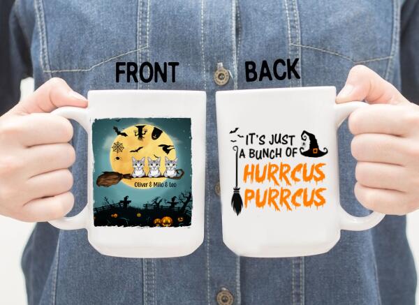 Personalized Mug, Buckle Up Buttercup, Up To 3 Cats, Halloween Gift For Cat Lovers