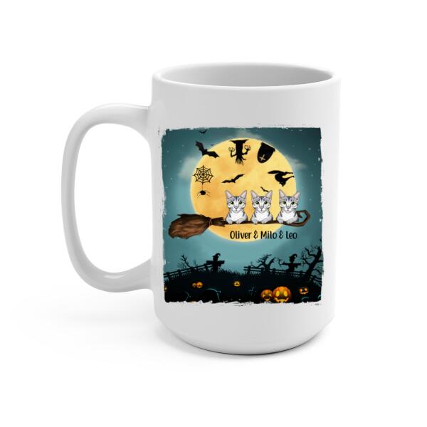 Personalized Mug, Buckle Up Buttercup, Up To 3 Cats, Halloween Gift For Cat Lovers