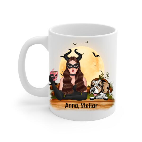 Personalized Mug, Up to 3 Dogs, Yes I'm A Crazy Dog Witch - Halloween Gift, Gift For Dog Lovers