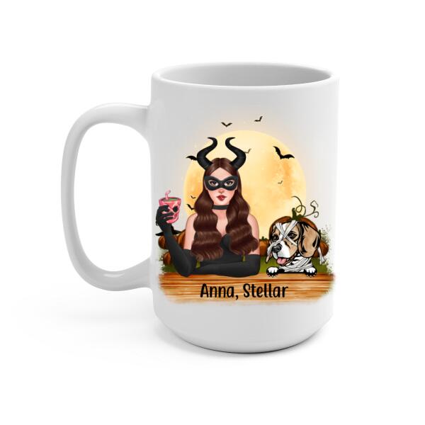 Personalized Mug, Up to 3 Dogs, Yes I'm A Crazy Dog Witch - Halloween Gift, Gift For Dog Lovers