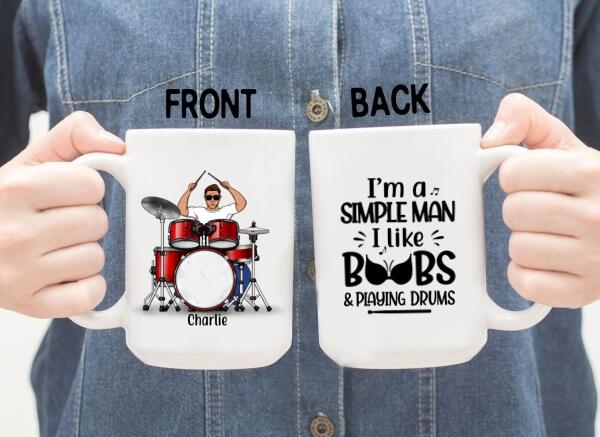 Personalized Mug, Simple Man Playing Drums, Gift For Drummers