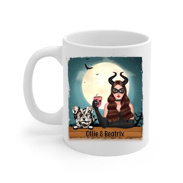 Personalized Mug, Up To 3 Dogs, Just A Wicked Witch And Her Little Monsters, Gift For Dog Lovers