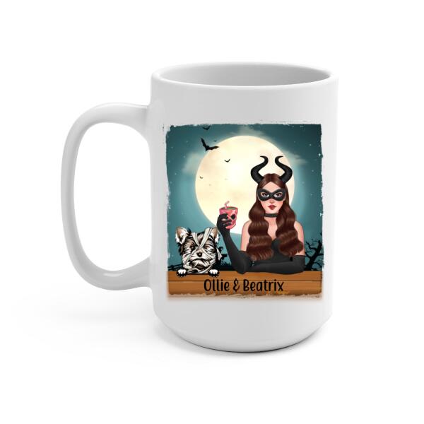 Personalized Mug, Up To 3 Dogs, Just A Wicked Witch And Her Little Monsters, Gift For Dog Lovers