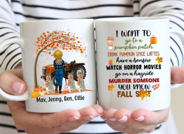 Personalized Mug, Just A Girl Who Loves Fall, I Want To Go To A Pumpkin Patch, Farm Girl With Pets, Gift For Dog Lovers, Cat Lovers