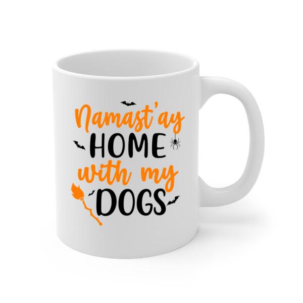 Personalized Mug, Yoga Witch And Dogs - Halloween Gift, Gift For Yoga And Dog Lovers