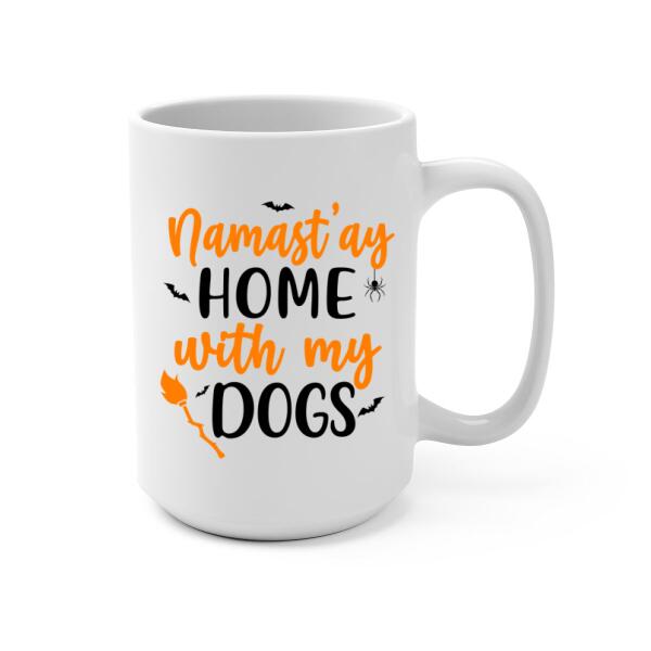 Personalized Mug, Yoga Witch And Dogs - Halloween Gift, Gift For Yoga And Dog Lovers