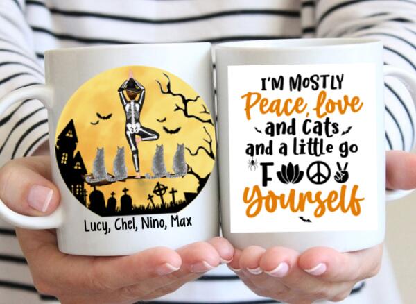 Personalized Mug, Yoga Witch And Cats - Halloween Gift, Gift For Yoga And Cat Lovers