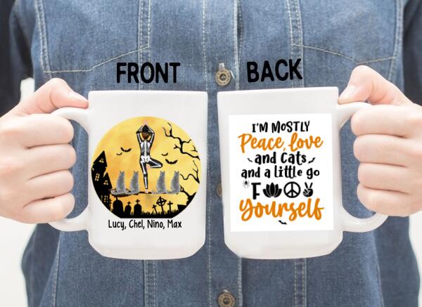 Personalized Mug, Yoga Witch And Cats - Halloween Gift, Gift For Yoga And Cat Lovers