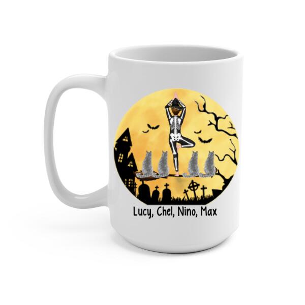 Personalized Mug, Yoga Witch And Cats - Halloween Gift, Gift For Yoga And Cat Lovers