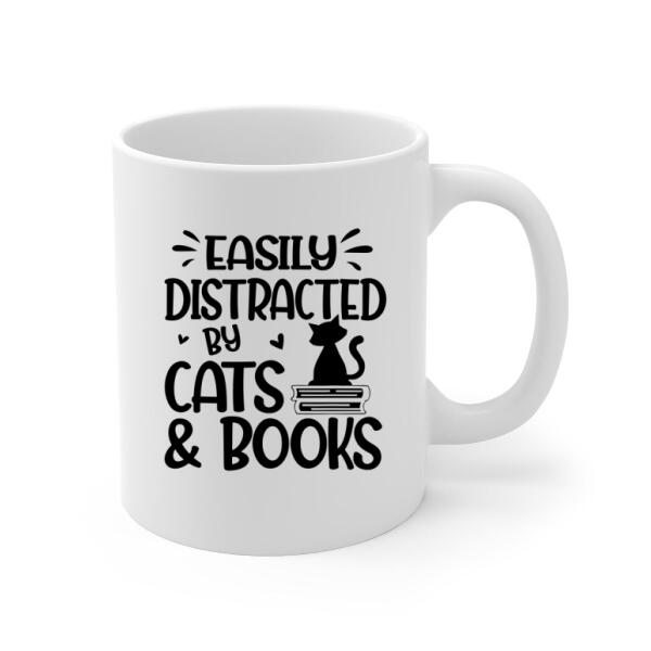 Personalized Mug, Woman Loves Books And Cats, Gifts For Book Lovers, Cat Lovers