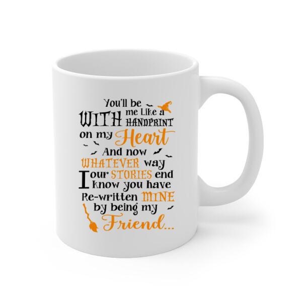 Personalized Halloween Mug - Up to 3 Girls, Custom Horse Riding Besties Gift, Handprint Design for Sisters and Friends