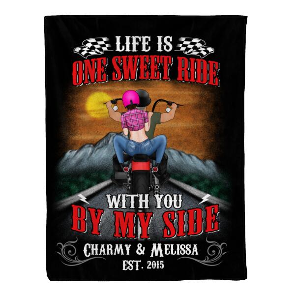 Personalized Blanket, Life Is One Sweet Ride With You By My Side, Gift For Motorcycle Lovers