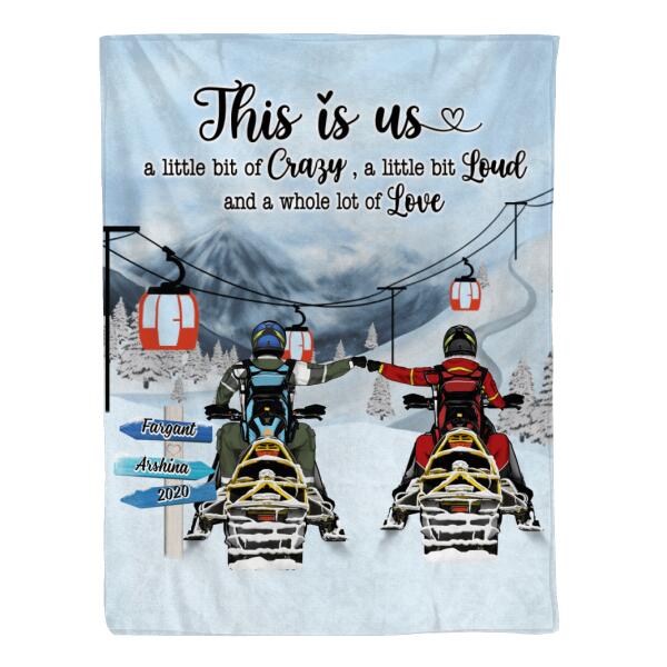 Personalized Blanket, This Is Us - Snowmobiling Couple, Riding Partners for Life, Gifts for Snowmobile Lovers