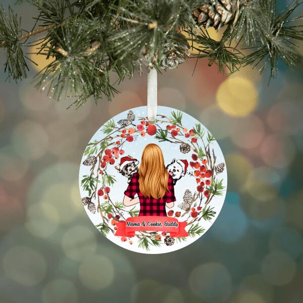 Girl Holding Dogs - Christmas Personalized Gifts for Custom Dog Ornament, Ideal for Dog Mom and Dog Lovers