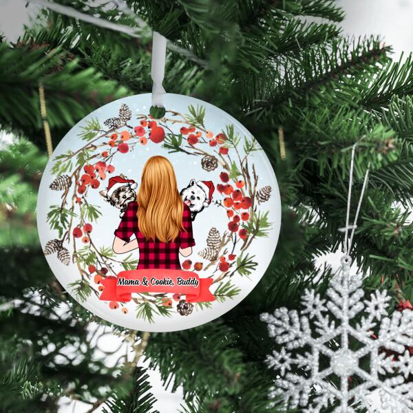 Girl Holding Dogs - Christmas Personalized Gifts for Custom Dog Ornament, Ideal for Dog Mom and Dog Lovers