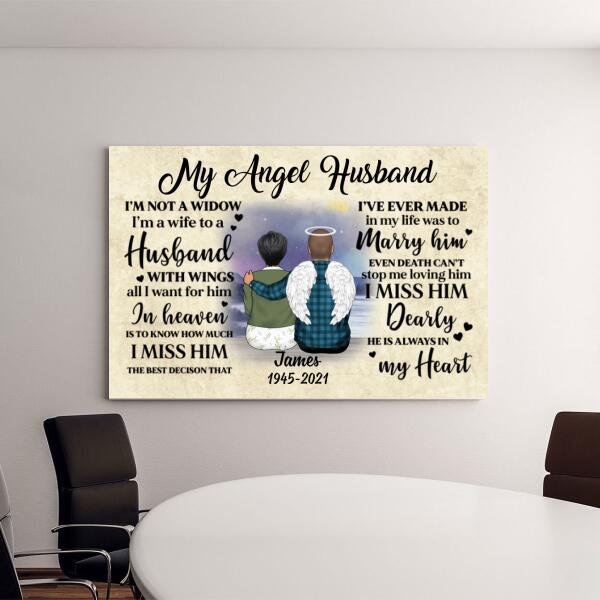 My Angel Husband - Personalized Gifts Custom Memorial Canvas for Mom or Husband, Memorial Gifts