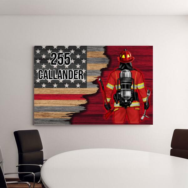 Personalized Canvas, Half Flag Firefighter Man/Woman, Gift For Firefighter Lovers