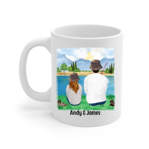 Personalized Mug, Thanks For Teaching Me How To Be A Man, Fishing Father And Daughter, Gift For Fishing Family, Father, Daughter