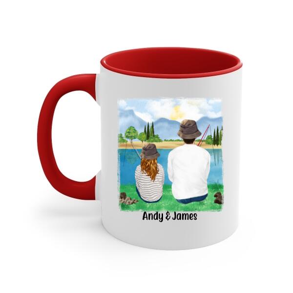 Personalized Mug, Thanks For Teaching Me How To Be A Man, Fishing Father And Daughter, Gift For Fishing Family, Father, Daughter