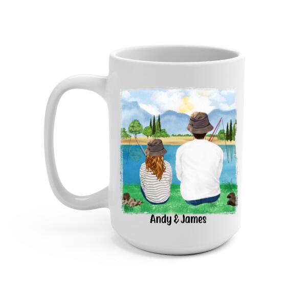 Personalized Mug, Thanks For Teaching Me How To Be A Man, Fishing Father And Daughter, Gift For Fishing Family, Father, Daughter