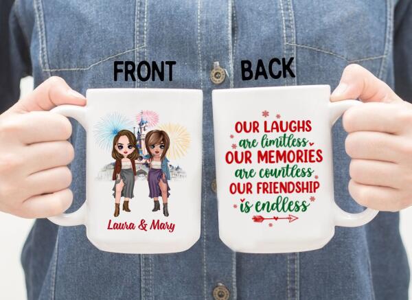 Personalized Mug, Up To 4 Girls, Christmas Gift For Best Friends, Sisters, Our Laughs Are Limitless