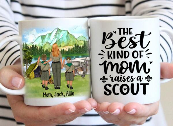 Personalized Mug, Up To 2 Kids, Scout Mom And Kids, Gift For Scout Mom, The Best Kind Of Mom Raises A Scout