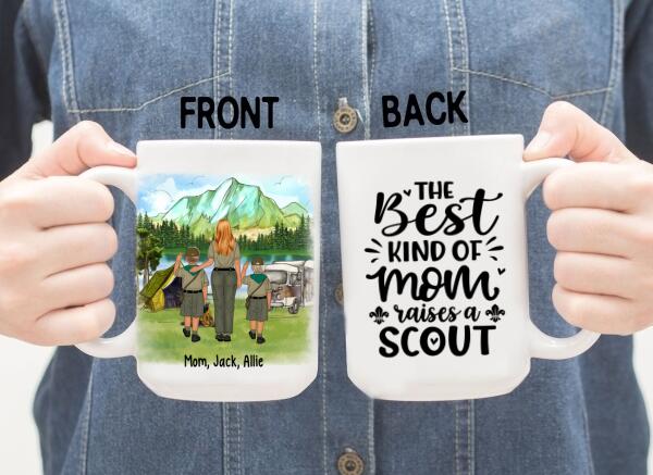 Personalized Mug, Up To 2 Kids, Scout Mom And Kids, Gift For Scout Mom, The Best Kind Of Mom Raises A Scout