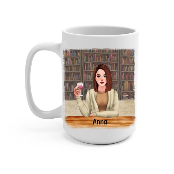 Personalized Mug, Gift For Book Lovers, Girl Drinking, I Was Born With A Reading List I Will Never Finish