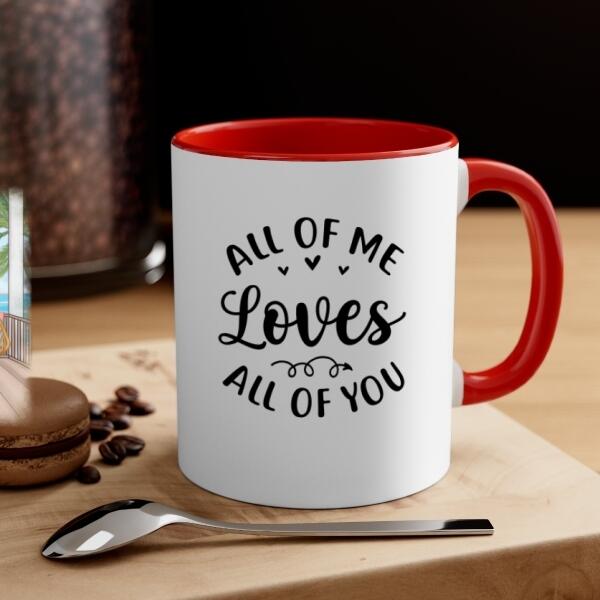 Personalized Mug, Couple Sitting On Swing, All Of Me Loves All Of You, Couple Gift, Gift For Her, Gift For Him