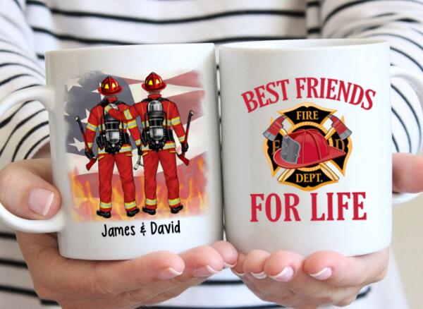 Personalized Mug, Firemen Work Side By Side, Gift For Firefighters, Friends, Coworkers