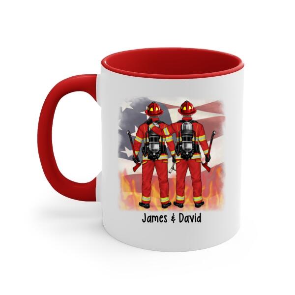 Personalized Mug, Firemen Work Side By Side, Gift For Firefighters, Friends, Coworkers