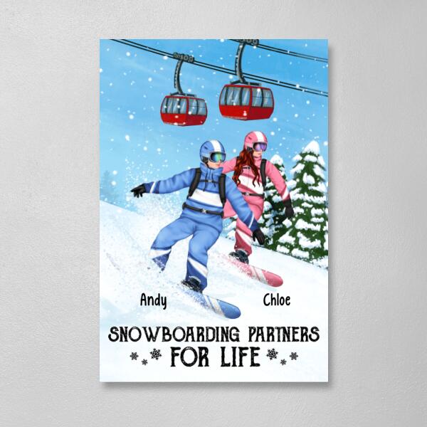 Personalized Canvas, Snowboarding Partners And Solo, Gift For Couple, Friends And Snowboarders