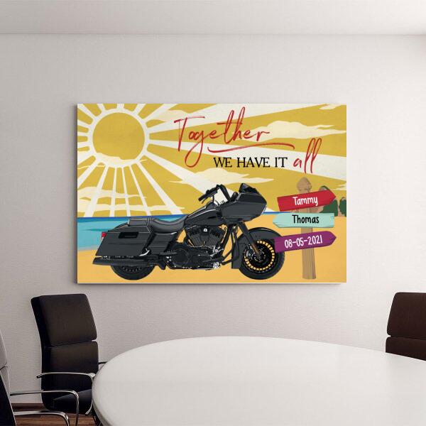 Personalized Canvas, Together We Have It All, Gifts For Biker Couple