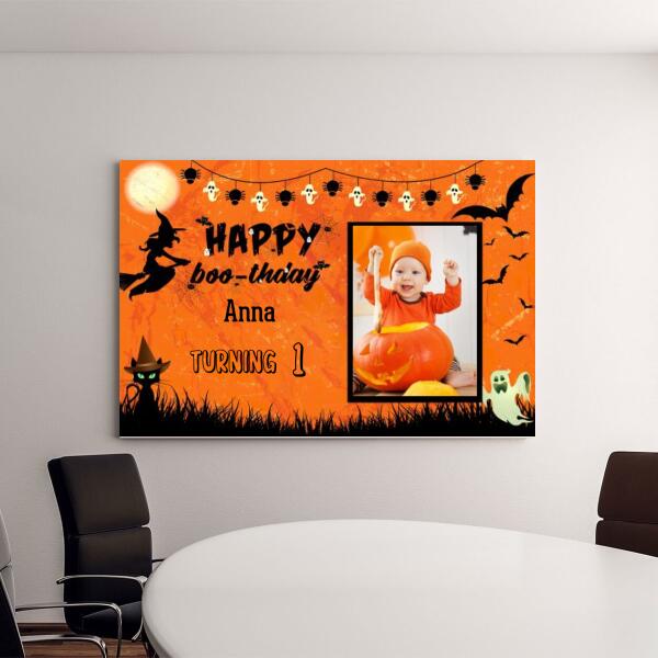 Personalized Canvas, Happy Boothday With Picture, Halloween Gift, Gift for Kid, Gift for Family