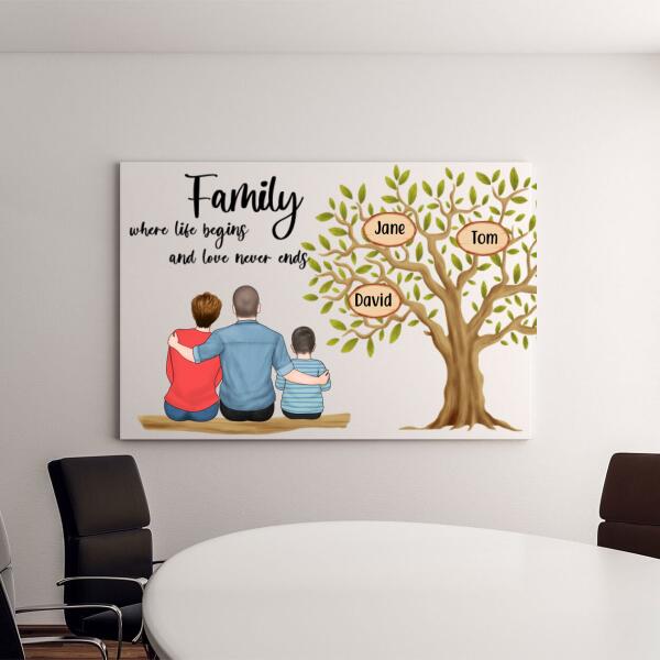 Personalized Canvas, Family Where Life Begins And Love Never Ends, Family Tree, Gifts For Family