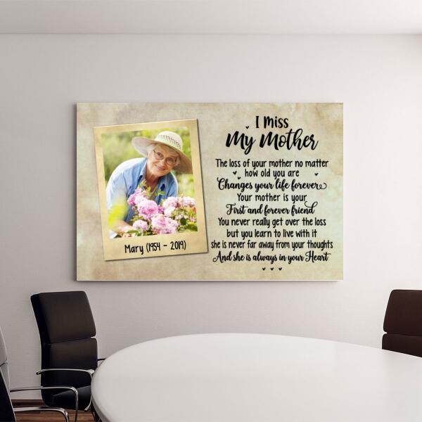 Personalized Canvas, I Miss My Mother, In Memory Of Loving Mother, Memorial Gift For Loss Of A Mother