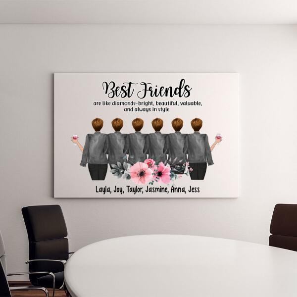 Personalized Canvas, Up To 6 Girls, Best Friends Are Like Diamonds, Gift For Sisters, Best Friends